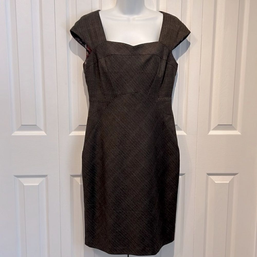 Ted Baker London Brown Wool Blend Cap Sleeve Shift Dress Size 3 (US 8) NWT‎